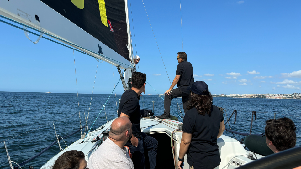 Syone team on a boat